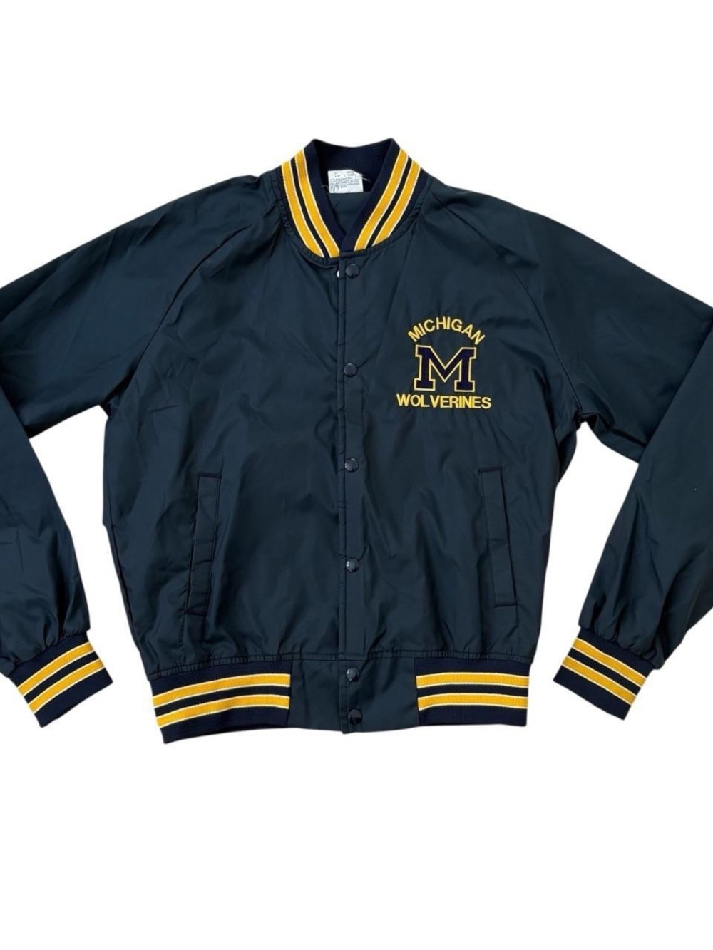 Vintage Michigan Wolverines Navy and Yellow Varsity Bomber Jacket